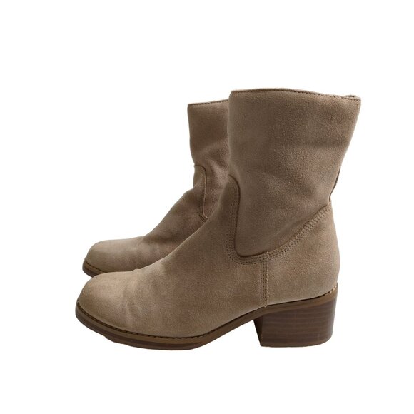 Candies Shoes - Candies Ankle‎ Boot Womens 6 Tan Y2K Country Western Suede Leather Side Zip